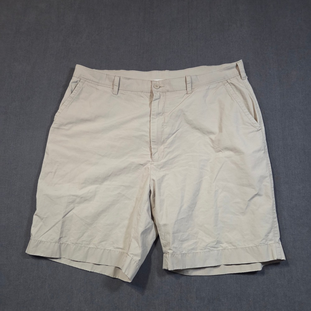 Jos. A. Bank Chino Shorts Mens 40 Tan Khaki Flat Front Cotton Casual Classic